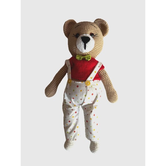 HANDMADE TEDDY BEAR CROCHET FAMILY  PLUSH SOFT TOY AMIGURUMI 3 PCS SET 15" EACH - Picture 3 of 4